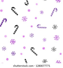 Dark Purple, Pink vector seamless template with sweet christmas sticks.