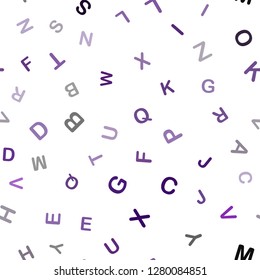 Dark Purple, Pink vector seamless layout with latin alphabet. Blurred design in simple style with signs of alphabet. Design for wallpaper, fabric makers.