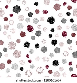 Dark Purple, Pink vector seamless abstract pattern with leaves, flowers. Glitter abstract illustration with leaves and flowers. Template for business cards, websites.