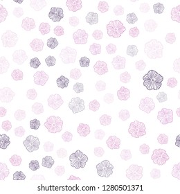 Dark Purple, Pink vector seamless elegant template with flowers. Glitter abstract illustration with flowers. Design for wallpaper, fabric makers.
