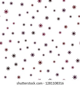 Dark Purple, Pink vector seamless cover with beautiful snowflakes. Shining colorful illustration with snow in christmas style. Template for business cards, websites.