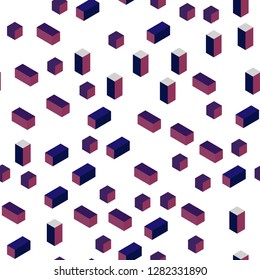 Dark Purple, Pink vector seamless, isometric layout with lines, rectangles. Glitter abstract illustration with rectangular shapes. Design for textile, fabric, wallpapers.