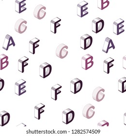 Dark Purple, Pink vector seamless template with 3D isolated letters. Abstract illustration with 3D ABC symbols. Template for business cards, websites.