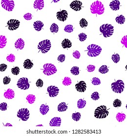 Dark Purple, Pink vector seamless doodle template with leaves. A vague abstract illustration with leaves in doodles style. Pattern for design of fabric, wallpapers.