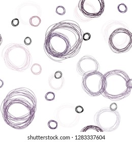 Dark Purple, Pink vector seamless background with bubbles. Illustration with set of shining colorful abstract circles. Texture for window blinds, curtains.