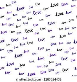 Dark Purple, Pink vector seamless backdrop with phrase LOVE YOU. Decorative illustration with words of love in abstract style. Design for wallpaper, fabric makers.