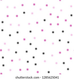 Dark Purple, Pink vector seamless cover with beautiful snowflakes. Colorful snowflakes with gradient on abstract background. Design for wallpaper, fabric makers.