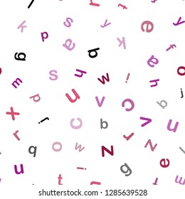 Dark Purple, Pink vector seamless backdrop with english symbols. Shining colorful illustration with isolated letters. Texture for window blinds, curtains.