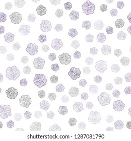 Dark Purple, Pink vector seamless doodle background with flowers. Colorful illustration in doodle style with flowers. Design for textile, fabric, wallpapers.
