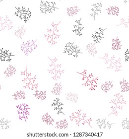 Dark Purple, Pink vector seamless natural background with branches. Illustration with doodles on abstract template. Design for wallpaper, fabric makers.