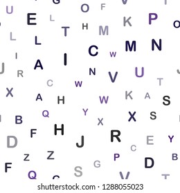 Dark Purple, Pink vector seamless texture with ABC characters. Blurred design in simple style with signs of alphabet. Template for business cards, websites.