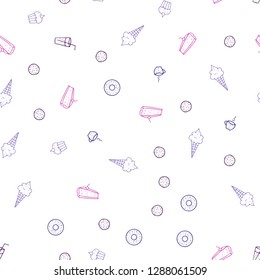 Dark Purple, Pink vector seamless template with organic meal. Beautiful colored illustration with food in doodle style. Design for ad, poster, banner of cafes or restaurants.