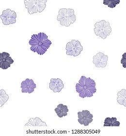 Dark Purple, Pink vector seamless abstract backdrop with flowers. Colorful illustration with flowers in doodle style. Pattern for trendy fabric, wallpapers.