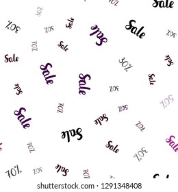 Dark Purple, Pink vector seamless layout with discount of 30, 50, 70%. Shining colorful illustration with isolated selling prices. Backdrop for ads, leaflets of Black Friday.