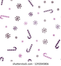 Dark Purple, Pink vector seamless background with sweet xmas lollipops.