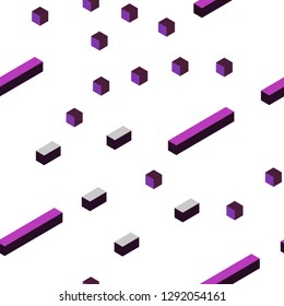 Dark Purple, Pink vector seamless, isometric backdrop with rhombus. Modern abstract illustration with colorful rectangles. Texture for window blinds, curtains.