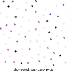 Dark Purple, Pink vector seamless background with xmas snowflakes. Colorful decorative design in xmas style with snow. Pattern for trendy fabric, wallpapers.