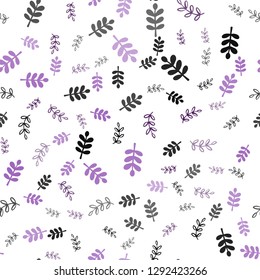 Dark Purple, Pink vector seamless doodle background with leaves, branches. Glitter abstract illustration with leaves and branches. Design for wallpaper, fabric makers.