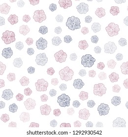 Dark Purple, Pink vector seamless natural artwork with flowers. Modern abstract illustration with flowers. Design for textile, fabric, wallpapers.