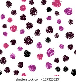 Dark Purple, Pink vector seamless natural backdrop with leaves. Doodle illustration of leaves in Origami style with gradient. Texture for window blinds, curtains.