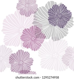 Dark Purple, Pink vector seamless doodle pattern with flowers. Shining colored illustration with flowers. Texture for window blinds, curtains.