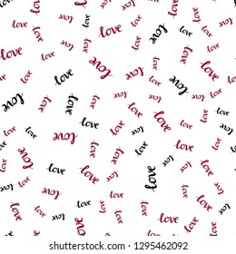 Dark Purple, Pink vector seamless template with text LOVE YOU. Colorful illustration with quote LOVE YOU in celebration style. Template for business cards, websites.