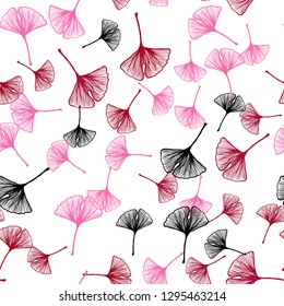 Dark Purple, Pink vector seamless doodle pattern with leaves. Colorful illustration in doodle style with leaves. Texture for window blinds, curtains.