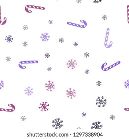 Dark Purple, Pink vector seamless layout with christmas sweet desserts.