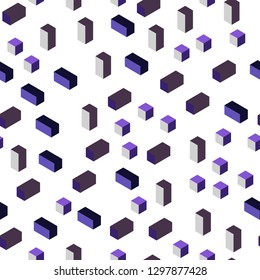 Dark Purple, Pink vector seamless, isometric backdrop with rhombus. Glitter abstract illustration with rectangular shapes. Pattern for design of fabric, wallpapers.