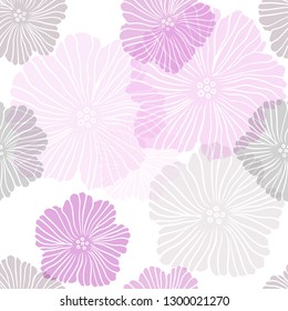 Dark Purple, Pink vector seamless abstract pattern with flowers. Shining colored illustration with flowers. Texture for window blinds, curtains.