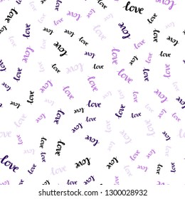 Dark Purple, Pink vector seamless texture with words LOVE YOU. Phrase LOVE YOU with colorful gradient in abstract style. Design for textile, fabric, wallpapers.