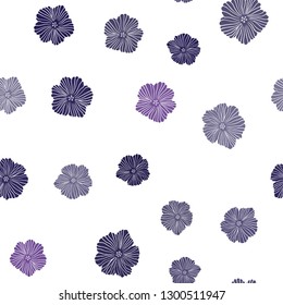 Dark Purple, Pink vector seamless doodle backdrop with flowers. Doodle illustration of flowers in Origami style. Design for textile, fabric, wallpapers.