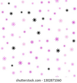 Dark Purple, Pink vector seamless template with ice snowflakes. Colorful snowflakes with gradient on abstract background. Design for wallpaper, fabric makers.