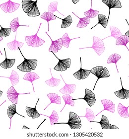 Dark Purple, Pink vector seamless doodle pattern with leaves. Creative illustration in blurred style with leaves. Texture for window blinds, curtains.