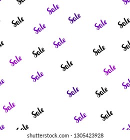 Dark Purple, Pink vector seamless pattern with sale signs. Colored words of sales with gradient on white background. Backdrop for super sales on Black Friday.