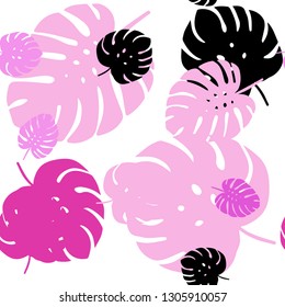 Dark Purple, Pink vector seamless doodle template with leaves. Glitter abstract illustration with doodles and leaves. Design for wallpaper, fabric makers.