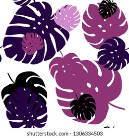 Dark Purple, Pink vector seamless natural backdrop with leaves. Glitter abstract illustration with doodles and leaves. Design for textile, fabric, wallpapers.