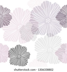 Dark Purple, Pink vector seamless doodle pattern with flowers. Modern abstract illustration with flowers. Texture for window blinds, curtains.