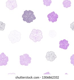 Dark Purple, Pink vector seamless abstract backdrop with flowers. Glitter abstract illustration with flowers. Design for textile, fabric, wallpapers.