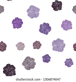 Dark Purple, Pink vector seamless natural artwork with flowers. An elegant bright illustration with flowers. Texture for window blinds, curtains.