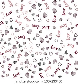 Dark Purple, Pink vector seamless cover with quote LOVE YOU, hearts. Illustration with phrase LOVE YOU, hearts for valentine's day. Design for wallpaper, fabric makers.