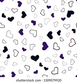 Dark Purple, Pink vector seamless pattern with colorful hearts. Blurred decorative design in doodle style with hearts. Pattern can be used for valentine's ad, booklets.