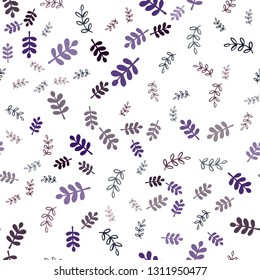 Dark Purple, Pink vector seamless elegant template with leaves, branches. Leaves, branches in natural style on white background. Texture for window blinds, curtains.