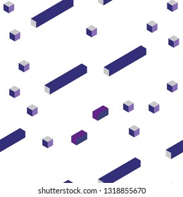 Dark Purple, Pink vector seamless, isometric cover in polygonal style. Abstract gradient illustration with rectangles. Texture for window blinds, curtains.
