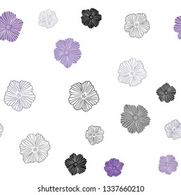 Dark Purple, Pink vector seamless natural pattern with flowers. Colorful illustration in doodle style with flowers. Pattern for design of fabric, wallpapers.