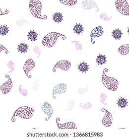 Dark Purple, Pink vector seamless natural backdrop with leaves and flowers. Creative illustration in blurred style with leaves, flowers. Pattern for trendy fabric, wallpapers.