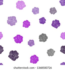 Dark Purple, Pink vector seamless doodle texture with flowers. Abstract illustration with flowers in doodles style. Design for wallpaper, fabric makers.