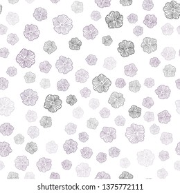 Dark Purple, Pink vector seamless doodle backdrop with flowers. Flowers with gradient on white background. Pattern for trendy fabric, wallpapers.