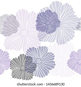 Dark Purple, Pink vector seamless doodle template with flowers. Decorative design of flowers on white background. Design for textile, fabric, wallpapers.
