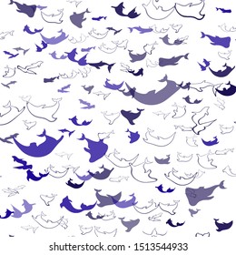 Dark Purple, Pink vector seamless backdrop with ocean dolphins. Decorative design in natural style with sea dolphins. Pattern for websites of animals.